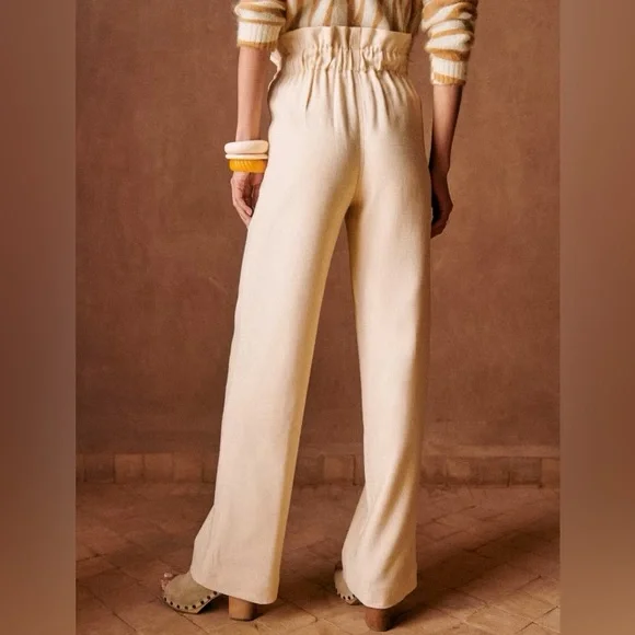 Sezane Silas High-Waisted ButterCream Pants - Picture 3 of 6